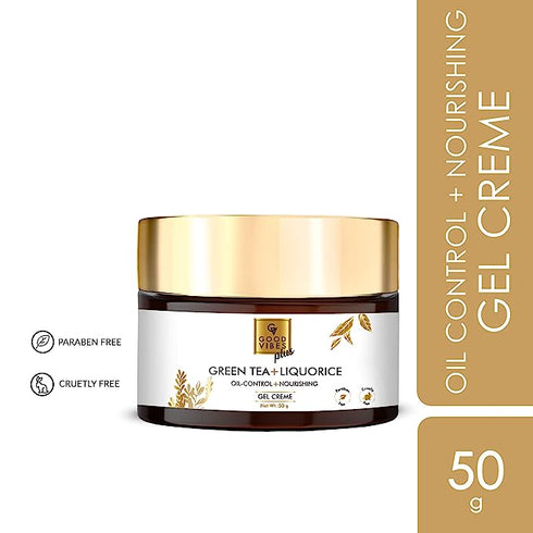 Good Vibes Plus Oil Control + Nourishing Gel Creme - Green Tea + Liquorice 50g