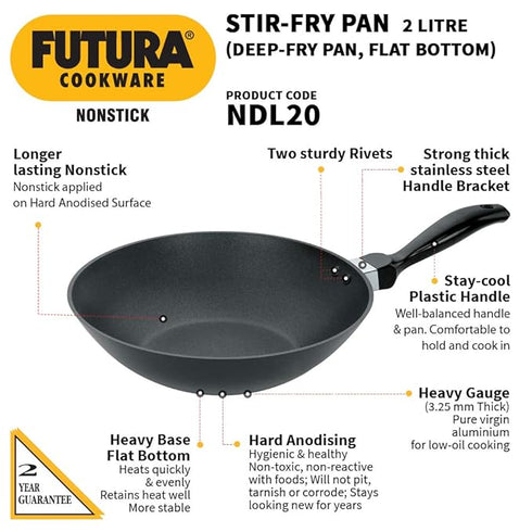 Hawkins Non-stick Stir Fry Pan 26 cm Diameter with Lid 2 L (NDL20S)