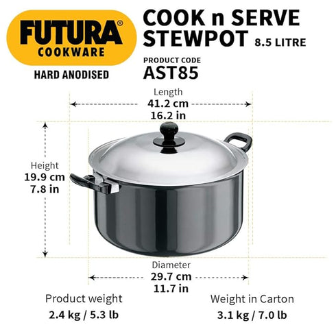 Hawkins Futura Cook n Serve Stewpot 28 cm Diameter 8.5 L with Lid (AST85)