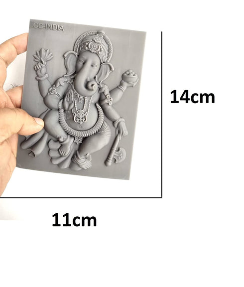 Lord Dancing Ganesha ganpati Bappa mangalamurti Hindu Idol Sculpture Warship Decoration Frame Silicone Mould Mold 500GMS