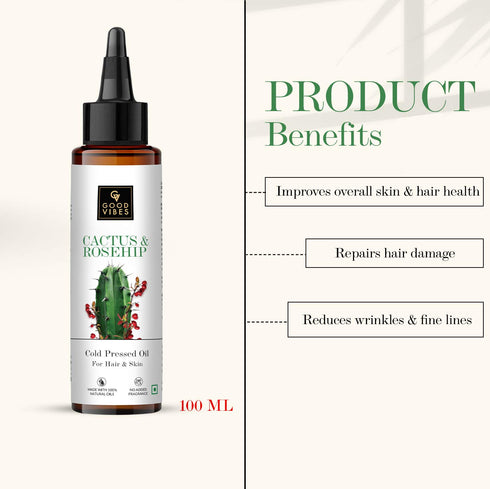 Good Vibes Cactus And Rosehip Cold Pressed Oil For Hair & Skin 100ml
