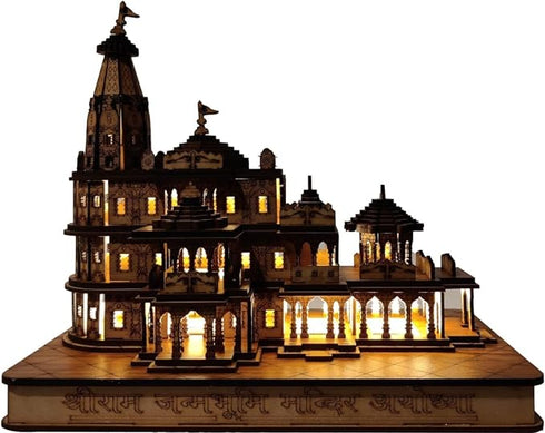 Shri Ram Mandir Ayodhya 3D Decorative Showpiece with Multicolor Lights