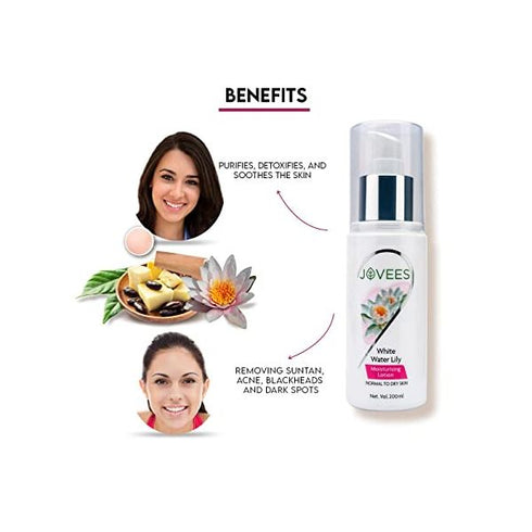 Jovees Herbal White Water Lily Moisturizing Lotion | For Normal to Dry Skin
