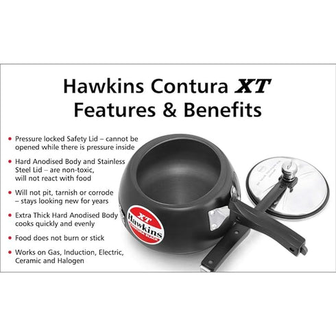 Hawkins Contura Black XT 2 L Induction Bottom Pressure Cooker (CXT20)