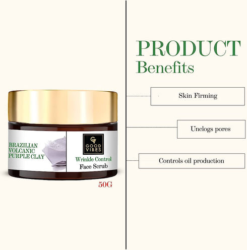 Good Vibes Brazilian Volcanic Purple Clay Wrinkle Control Face Scrub 50g