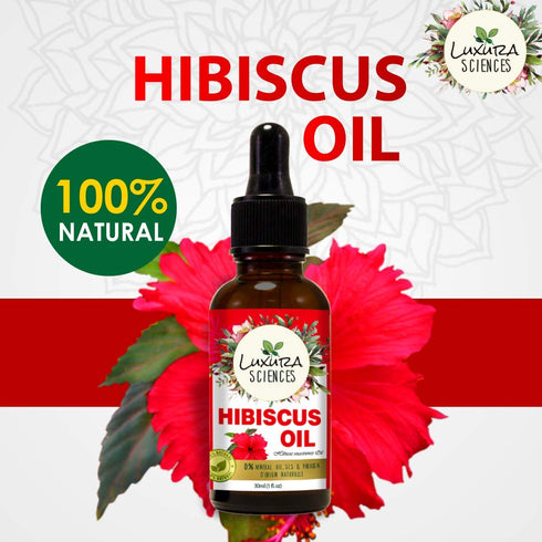 Luxura Sciences Organic Hibiscus Oil Japanese Vitamin E oil for Face Skin Hair Growth