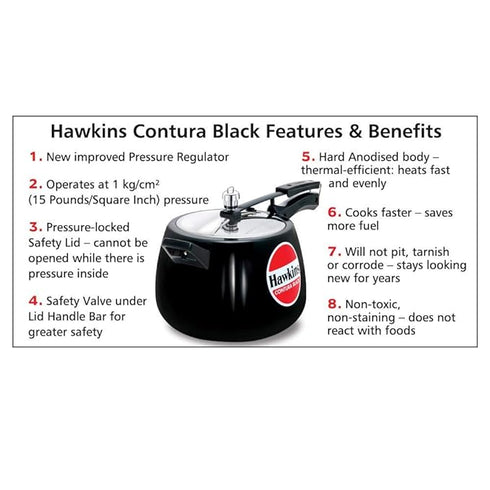 Hawkins Contura Black 6.5 L Pressure Cooker (CB65)