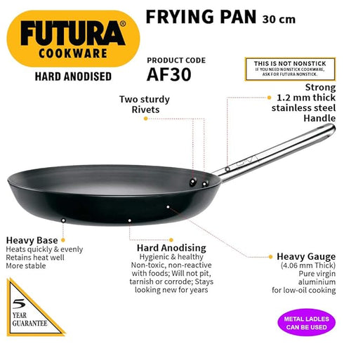 Hawkins Futura Hard Anodised Frying Pan 30 cm Diameter 1 L (AF30)
