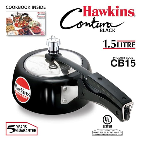Hawkins Contura Black 1.5 L Pressure Cooker (CB15)