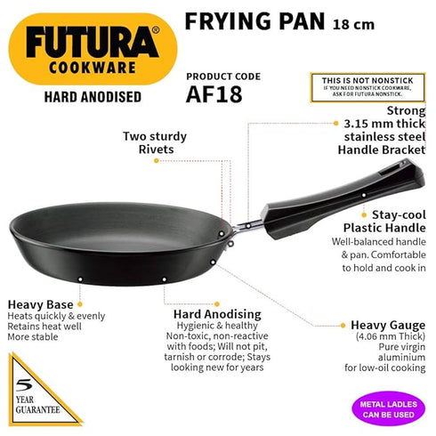 Hawkins Futura Hard Anodised Frying Pan 18 cm Diameter (AF18)