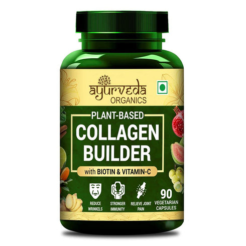 Ayurveda Organics Plant Based Collagen Builder for Hair & Skin with Biotin & Vitamin C - 90 Veg Capsules 200gms