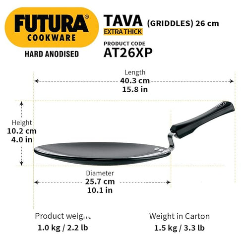 Hawkins Hard Anodised Tava Extra Thick 26 cm Diameter (AT26XP)