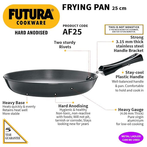 Hawkins Hard Anodised Frying Pan 25 cm Diameter 1 L (AF25)