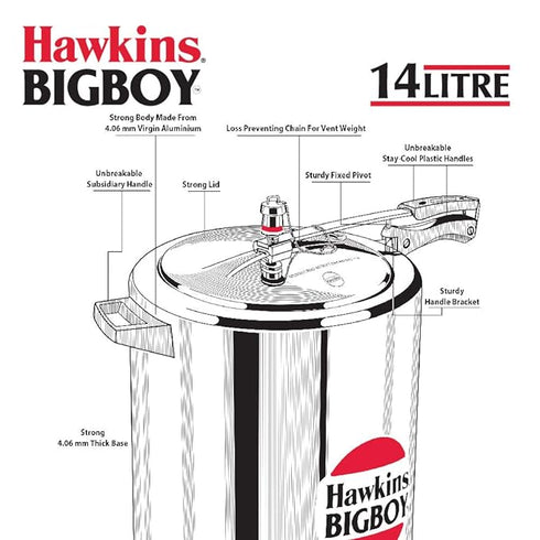 Hawkins Bigboy 14 L Pressure Cooker Aluminium (BB14)