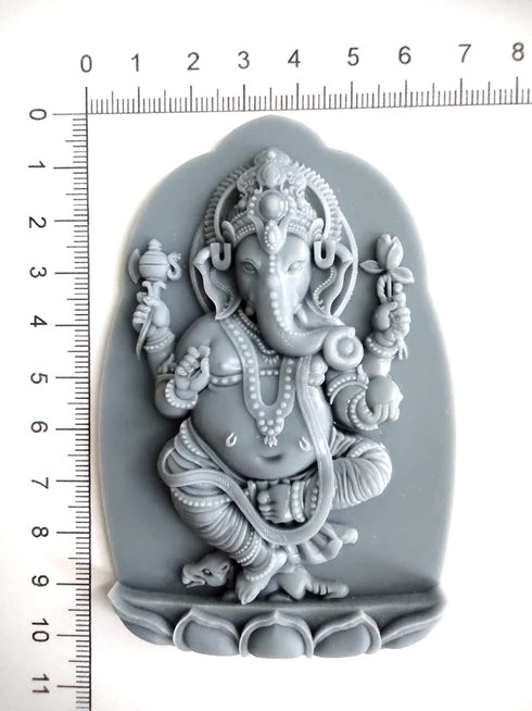 Hindu god Ganesha Lotus Sitting Hindu Festive Idol Sculpture Decoration Worship Silicone Pattern Moulds 500GMS
