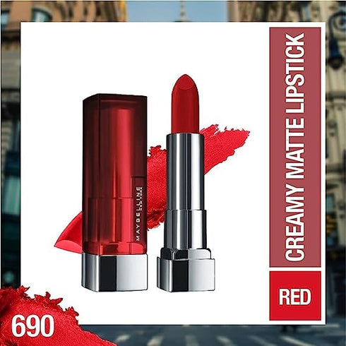 Maybelline Creamy Matte Lipstick / 690 Siren in Scarlet