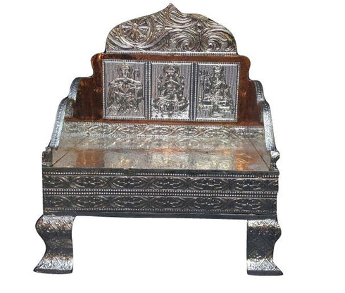 Silver Coated Rama, Sita, Laxmana Pooja Peeta