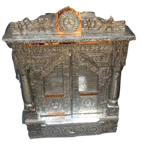 Silver Coated Satya Narayana Vrata Mandir With Doors