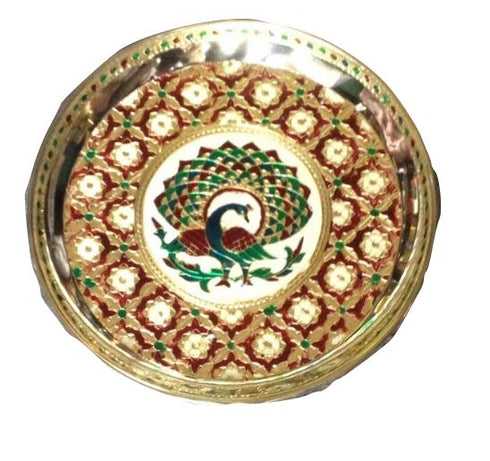 Meenakari Peacock Design Work Plate