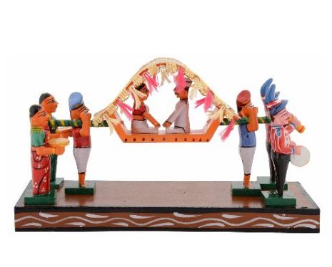 Wooden Kondapalli Palanquin Set Showpiece