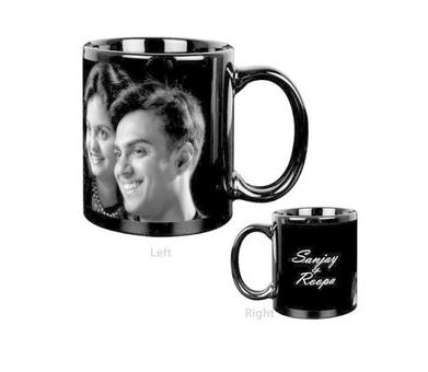 Personalized Black With White Patch Mug - 1500gms