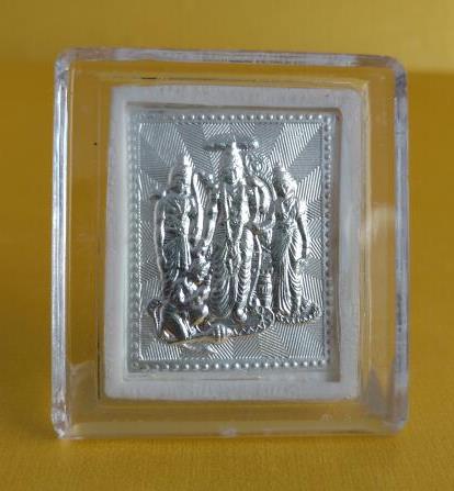 Sita Ram Laxman With Hanuman Silver Coiled Mini Stand Frame