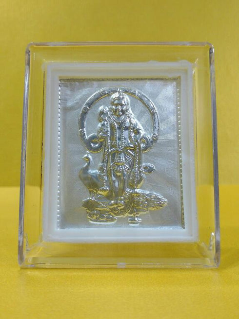 Subramanya Swami Silver Coiled Mini Stand Frame