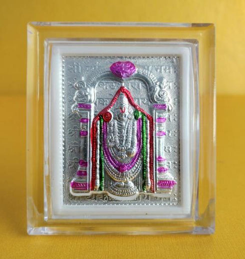 Venkateshwara Silver Coiled With Enamel Paint Mini Stand Frame