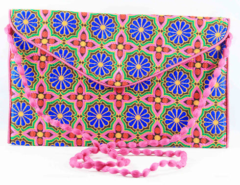 Rajasthan Ethnic Handmade Cotton Pink Floral Design Sling Bag