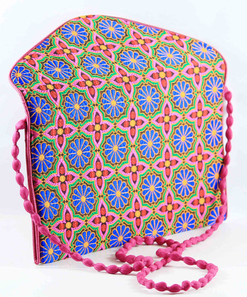 Rajasthan Ethnic Handmade Cotton Pink Floral Design Sling Bag