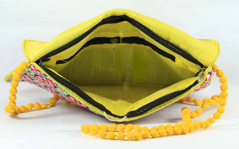 Rajasthan Ethnic Handmade Cotton Yellow And Pink Sling Bag
