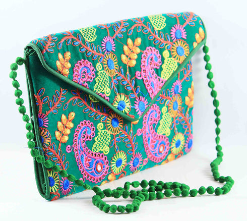 Rajasthan Ethnic Handmade Cotton Purple Floral Design Sling Bag