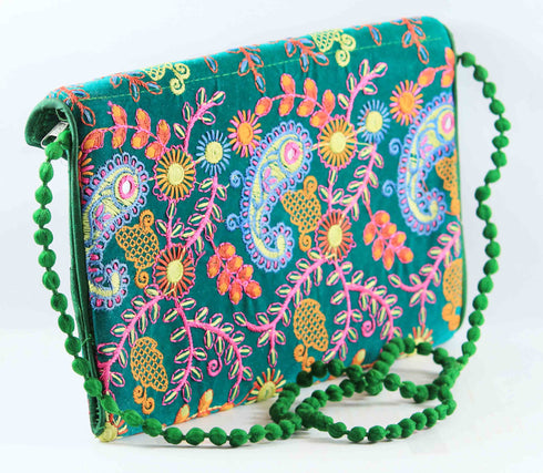 Rajasthan Ethnic Handmade Cotton Purple Floral Design Sling Bag