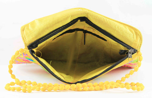 Rajasthan Ethnic Handmade Cotton Yellow Floral Design Sling Bag