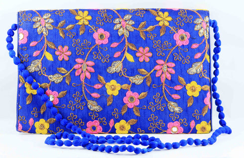 Rajasthan Ethnic Handmade Cotton Blue Floral Design Sling Bag