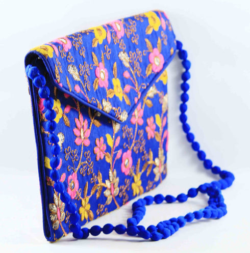 Rajasthan Ethnic Handmade Cotton Blue Floral Design Sling Bag