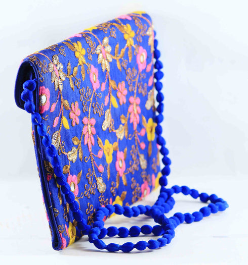 Rajasthan Ethnic Handmade Cotton Blue Floral Design Sling Bag