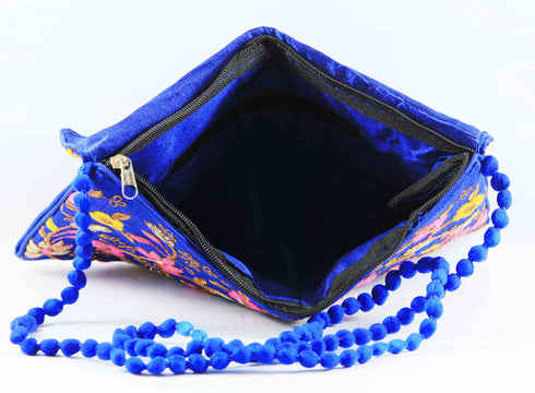 Rajasthan Ethnic Handmade Cotton Blue Floral Design Sling Bag