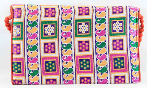 Rajasthan Ethnic Cotton Blue With Orange Floral Design Sling Bag