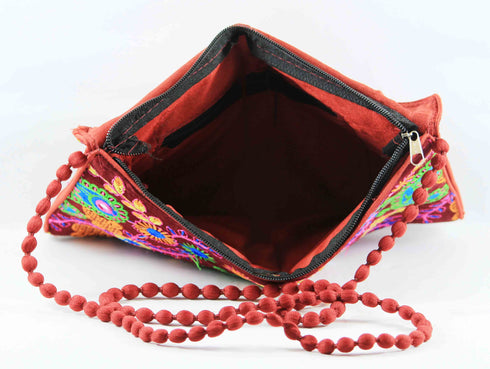 Rajasthan Ethnic Handmade Cotton Maroon Floral Design Sling Bag