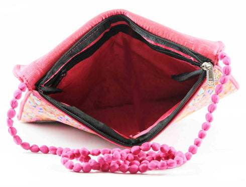 Rajasthan Ethnic Handmade Cotton Dark Pink Floral Design Sling Bag