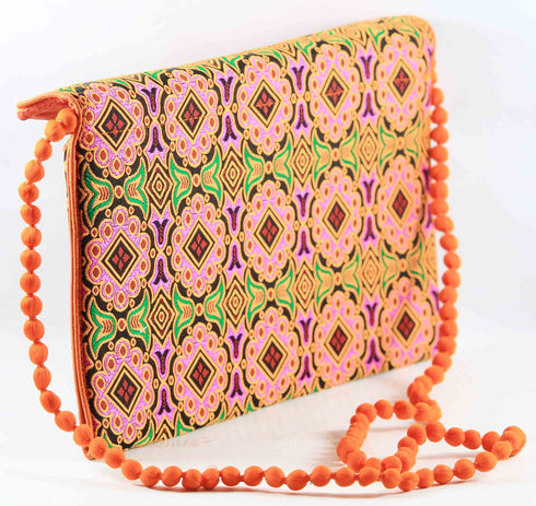 Rajasthan Ethnic Handmade Cotton Orange Floral Design Sling Bag