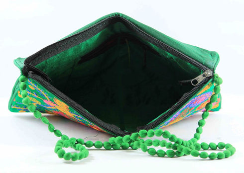 Rajasthan Ethnic Handmade Cotton Dark Green Floral Design Sling Bag