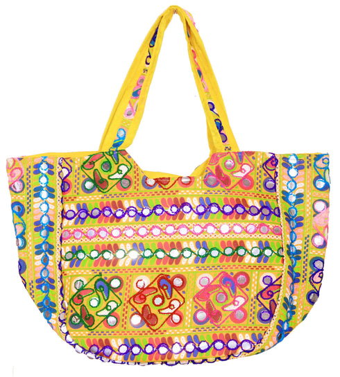 Yellow Floral Design Matka Bag