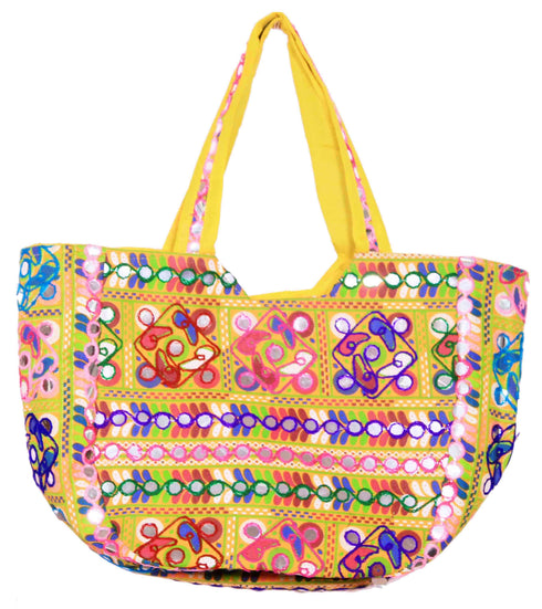 Yellow Floral Design Matka Bag