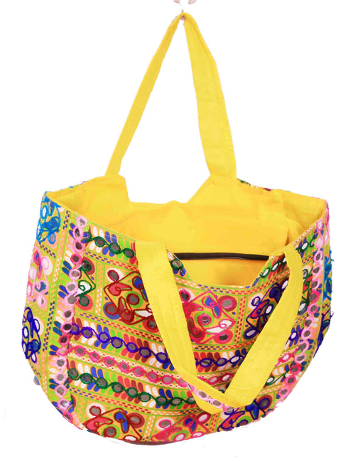 Yellow Floral Design Matka Bag