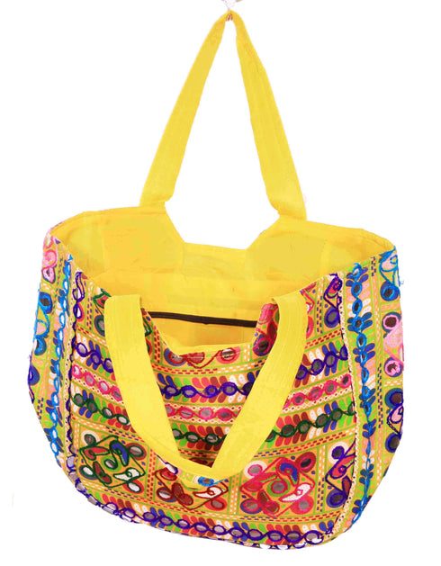 Yellow Floral Design Matka Bag