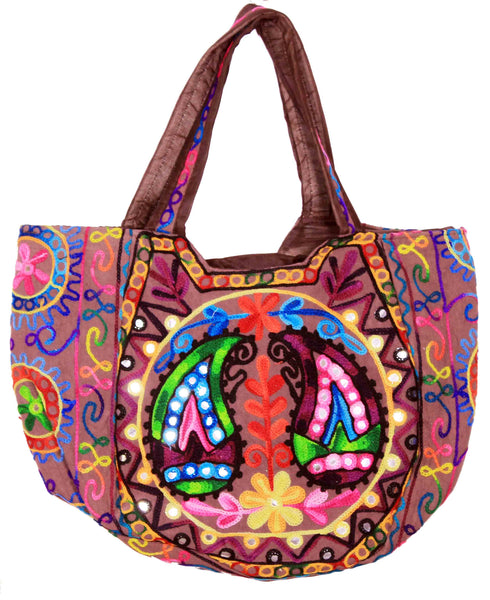 Chocolate Color Floral Design Matka Bag