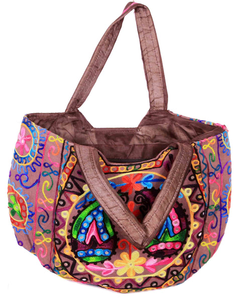 Chocolate Color Floral Design Matka Bag