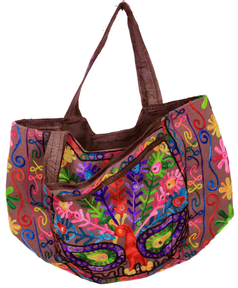 Chocolate Color Floral Design Matka Bag